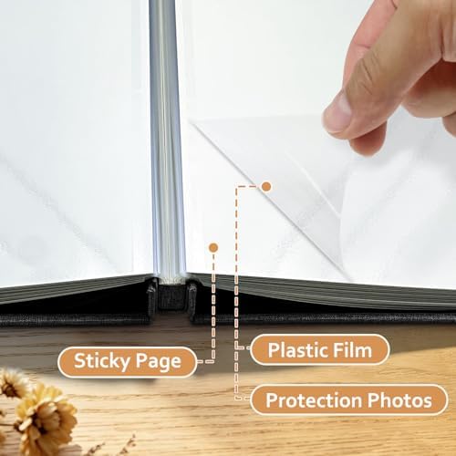 Large Photo Album 20 Sheets/ 40 Pages Self Adhesive Scrapbook Album for 4x6 5x7 8x10 Pictures DIY Photo Book as Scrapbooking Supplies, Birthday Gifts for Women Mom Wedding Baby Family Travel