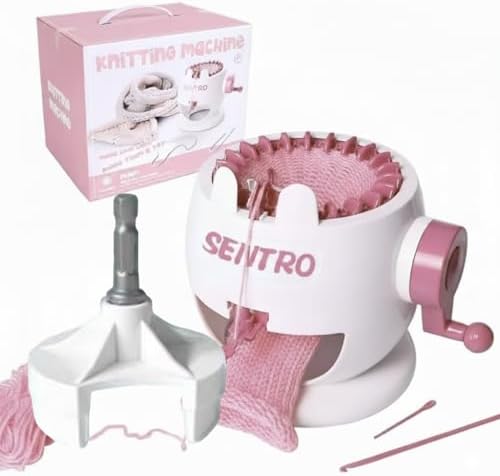 SENTRO 22 Needles Knitting Machine with Electric Adapter, Knitting Board Rotating Double Loom with Crank Handle Adapter Hex Steel Bit for Automatic Knit