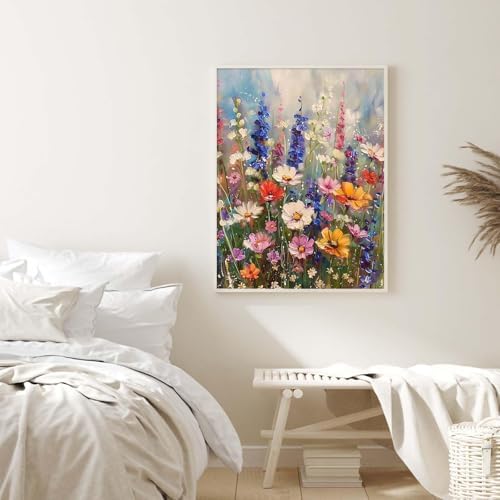 Alptiny Wild Flowers Paint by Numbers Kit for Adults Beginner, Colorful Flower Paint by Number Kits on Canvas, DIY Floral Oil Painting Kit for Relaxation & Home Decor, 16x20 Inch