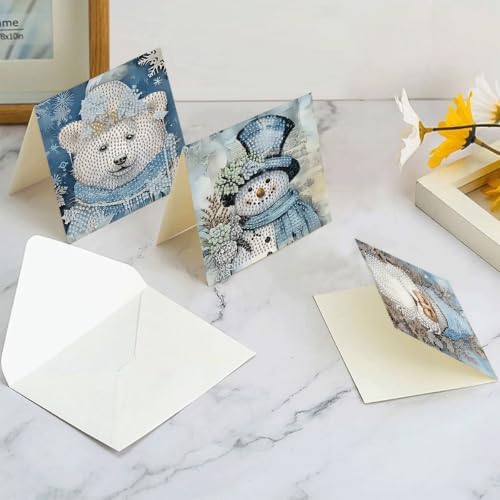LSQFS Diamond Art Kits for Adults, 6Pcs Xmas Diamond Cards with Envelopes