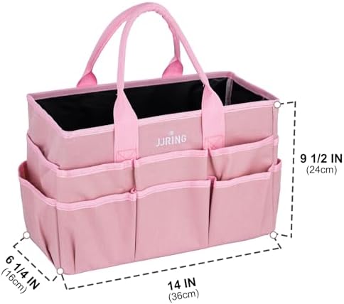 JJRING Craft Tote Bag Organizer For Art Storage With Multiple Pockets, Pink