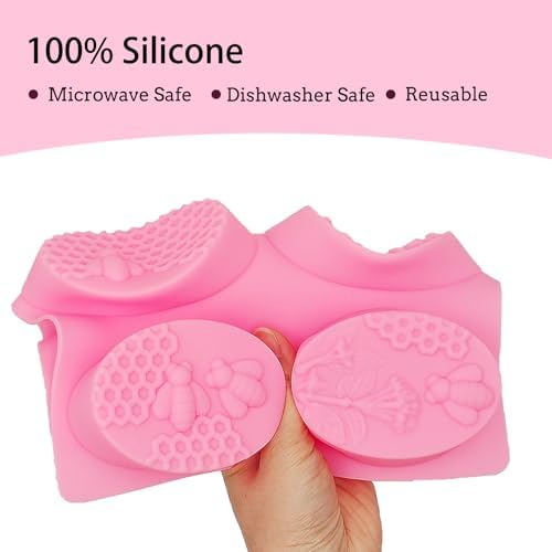 2 Pcs Honeycomb Soap Molds Bee Honey Silicone Molds Cake Molds Beehive Chocolate Mold Set for Home Handmade DIY Candle Baking Tray Bars Wax Melts Beeswax Tool (Pink, 2 Shapes)