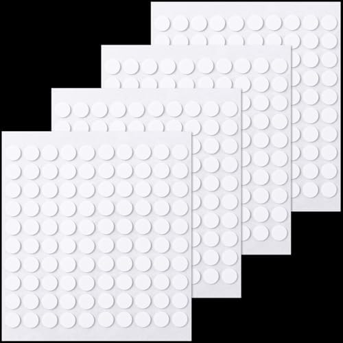 Joez Wonderful 4 Sheets Foam Adhesive Squares, 400pcs Total Double Sided Self Adhesive Circles, 0.39in Precut Squares Strips Foam Tape for DIY Arts Crafts- White