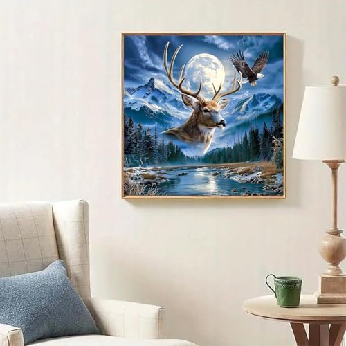 Lophomie Diamond Art Kits for Adults, 5D Deer & Eagle Diamond Painting Kits