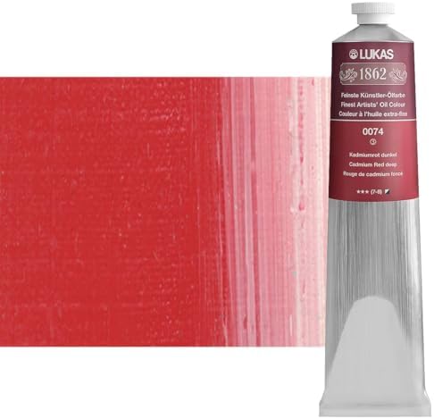Lukas 1862 Professional German Oil Paint, Cadmium Red Deep 200 mL - w/Beeswax & Non-Yellowing Sunflower Oil, Short Drying Time, Smooth, Outstanding Lightfastness