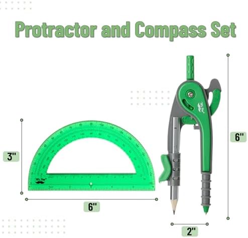 Mr. Pen- Geometry Compass and Protractor Set, 6 Inch Compass