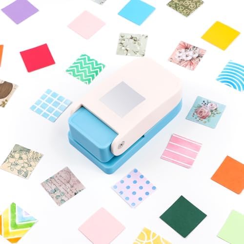 2 Pcs Craft Hole Punch, 1X0.8 inch Rectangular Postage Stamp Punches & 1" Square Hole Punches, Lever Action Puncher for Paper Crafting Scrapbooking DIY Projects Arts Crafts Supplies Scrapbook Decors