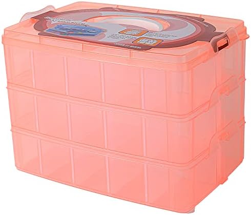 Sooyee 3-Tier Craft Storage Organizer with Dividers, Orange