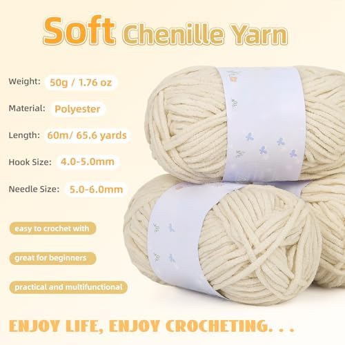 Aeelike Crochet Blanket Kit for Beginners, Easy Soft Crochet Kit, Khaki