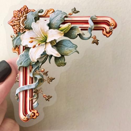 50PCS Vintage Flower Corner Stickers | Transparent Vintage Scrapbook Stickers for Planner, Card Making, Collage,Junk Journal ,Aesthetic Scrapbooking Supplies