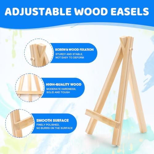 ESRICH 24 Pack Mini Canvas with Easel Set, 4x4” Small Canvases for Painting