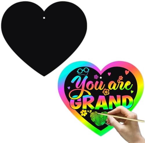 Happy Grandparents Day Scratch Cards Kit - Grandparents Day Party Scratch DIY Paper Craft Kit - Decoration Party Supplies- Grandpa & Grandma Party Scratch Cut-out Essential Cards Favors Set of 24