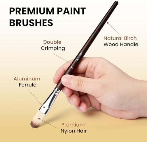 26pcs Paint Brush Set, Professional Paintbrushes with Palette Knife & Self-Standing Case, Nylon Paint Brushes for Acrylic Paint, Oil, Watercolor, Art Supplies for Artists Beginners