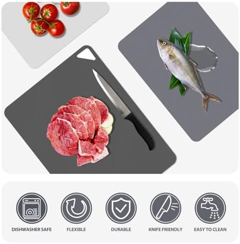 WK Flexible Plastic Cutting Boards for Kitchen, 6 Pieces Cutting Board Mats, Thin Cutting Board Sheets, Dishwasher Safe, BPA Free, Multi Sizes Set of 6