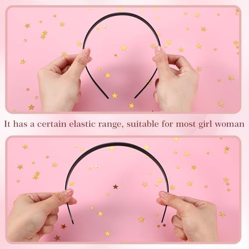 Hotop Plastic Headbands Bulk No Teeth Plain for Women,1/2 Inch Wide,Black