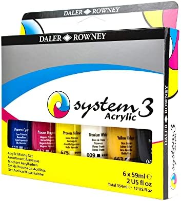Daler Rowney System3 6-Tube Acrylic Paint Set for Adults - Acrylic Painting Supplies for Artists and Students - Acrylic Paints for Murals Canvas and More - Art Paints for Any Skill Set