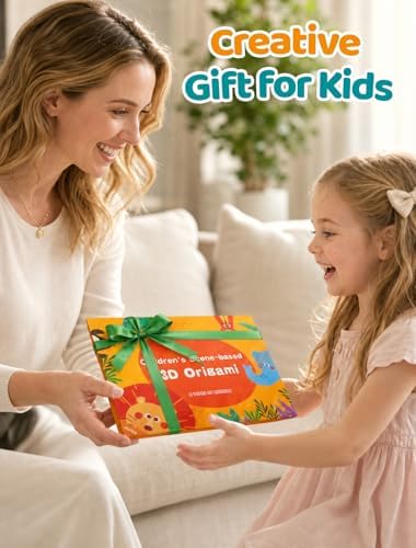 3D Origami Paper Kit for Kids, 8 Types of Animal Puzzle Paper Craft Kit