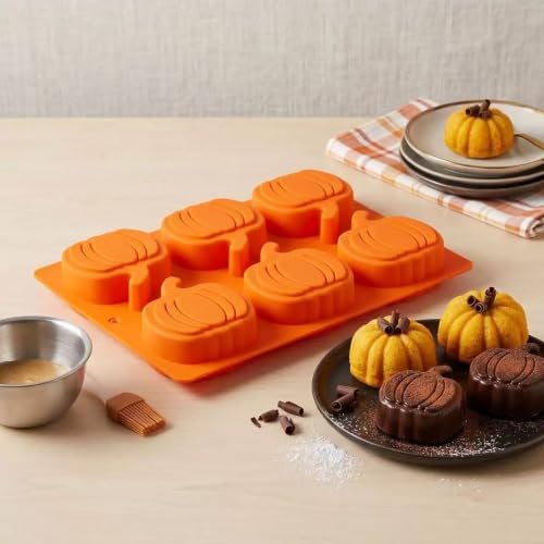 2 Pack 6-Cavity Pumpkin Silicone chocolate Molds, Fall Baking Molds
