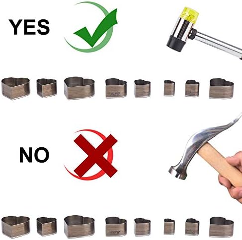 PH PandaHall 8 pcs High Carbon Steel One Hole Hollow Punch Cutter Set, 8 Sizes Heart Leather Die Cutter Tool Cutting Punching Die for Handmade DIY Leather Craft