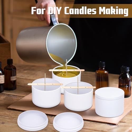 24-Pack 4oz Candle Tins with Lids, Metal Candle Jars for Candle Making, Empty Containers Vessels Bulk for Small Business & Beginners DIY Storage -White