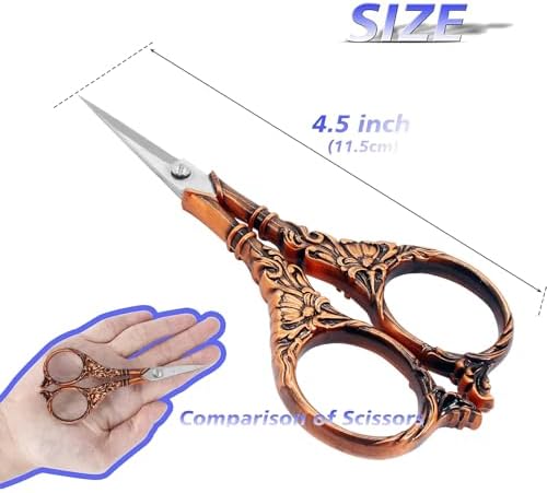 BIHRTC 4.5Inch Vintage Crochet Embroidery Scissors Small Sharp Pointed