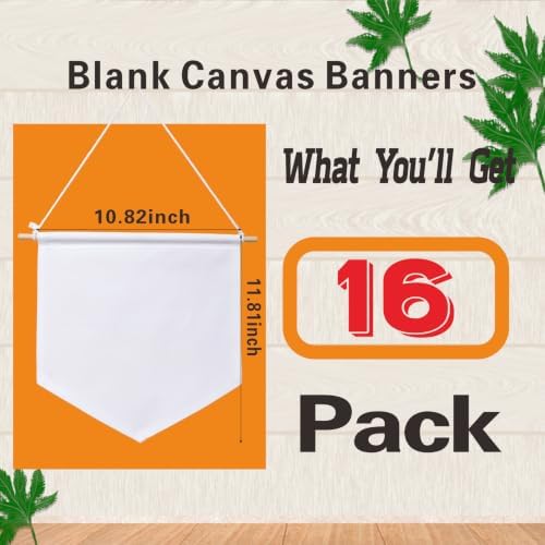 16pcs Blank Canvas Banners 10.82"x11.81",12oz Fabric Canvas Wall hanging Art for DIY Kids Room Decor,Jewelry Storage Case Stand Enamel Pin Wall Display Banners for Enamel Lapel Badge Collection,Birthday,Educational Play