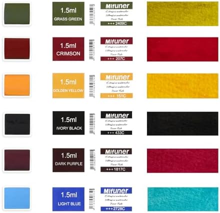 Mini Portable Handmade Artist Watercolor Paint,6 Colors Solid Watercolor