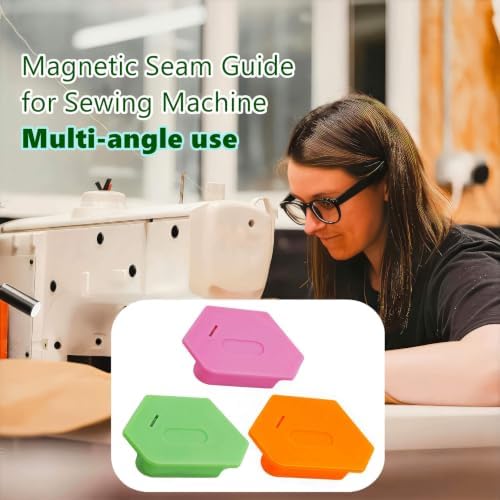 Magnetic Seam Guide for Sewing Machine,Seam Guide Ruler,Hemmer Guide with Scale,Universal Sewing Quilting Supplies Accessories Tools 3pcs Multicolor