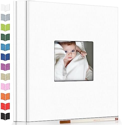 Artfeel Photo Album Self Adhesive Scrapbook Album for 3x5 4x6 5x7 8x10 Pictures,120 Pages Linen Cover with Display Window DIY Photo Book,Ideal Gifts for Family Travel Wedding Baby