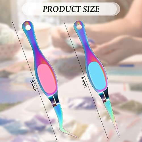 Chumia Craft Tweezer Precision Curved Straight Fine Tip Craft, Multi-color