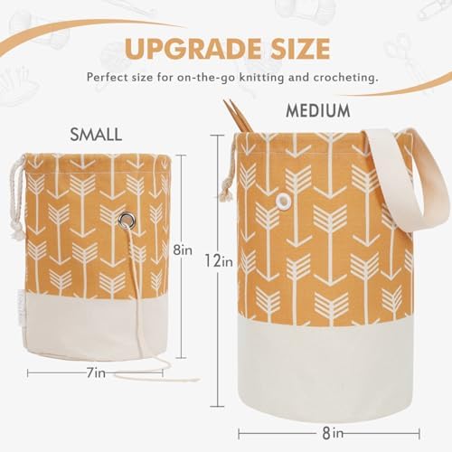 TOGETRUE Yarn Bag, Knitting Crochet Bag, Portable Yarn Storage Bags Organizer for Crocheting Project, Store Skein Ball, Short Knitting Needle (Medium,Yellow)