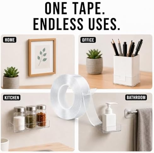Nano Tape Double Sided Heavy Duty 1''×10Ft Removable Washable No Residue