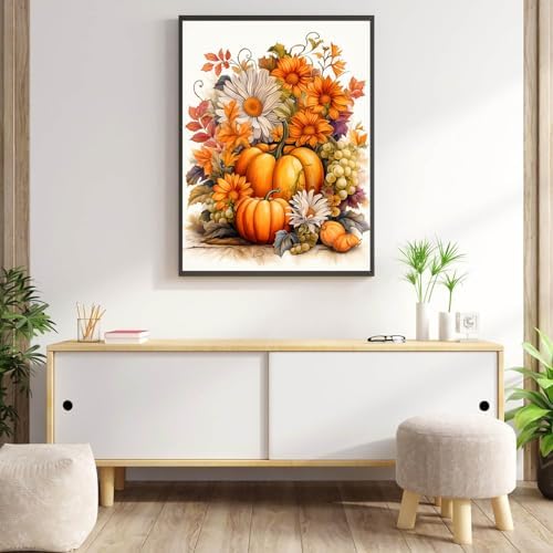 Autumn Diamond Art Kits for Adults Pumpkin Diamond Painting Kit 12x16in