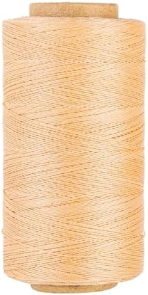 Thin Wax Polyester Thread, 0.45mm, 547 Yards, 3 Ply Round Waxed Cord Strings for Sewing, Beading, Binding, Micro Braiding, Fine Leather Craft and Micro Macrame Jewelry - Beige