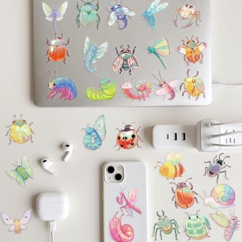 50Pcs Candy Color Insect PET Stickers