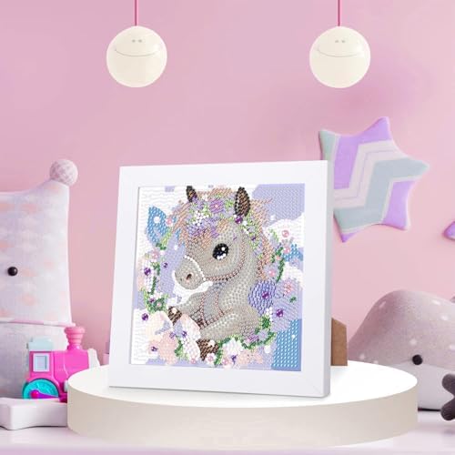 Horse Diamond Art Painting Kits for Kids with Frame Ages 4-8-12 (7x7 inch)