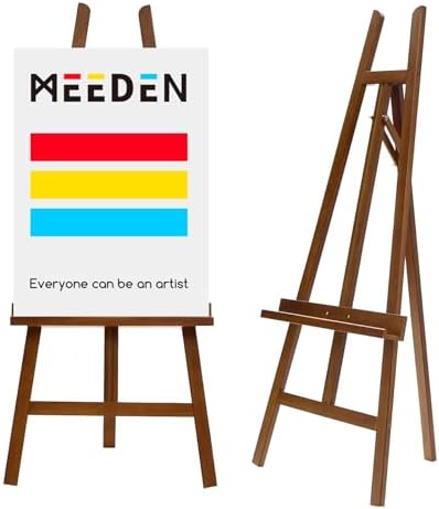 MEEDEN Wooden Easel Display Stand: Adjustable Art Easels for Sign, A Frame Painting Easel for Canvas up to 60", Ideal for Artist Adults Drawing Picture Poster - Walnut