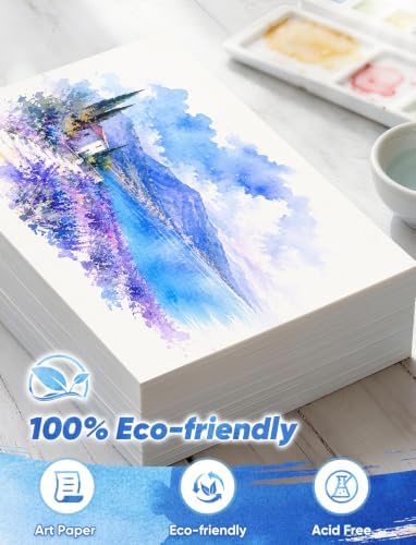 82 Sheets Watercolor Paper Bulk 9"x12", 110lb/230gsm Cold Press Thick