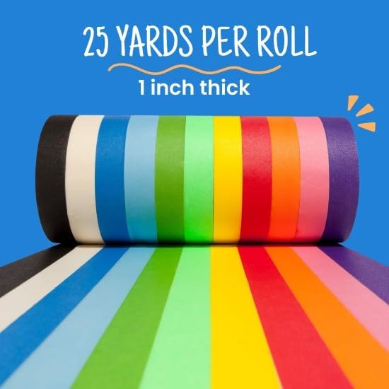 Craftzilla Colored Masking Tape, 11Rolls 275 Yards Total, for Arts & Craft