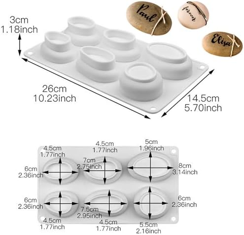 Pebbles Molds, 3D Pebbles Stone Silicone Mold 6 Cavitiy | Rock Molds for Making Soap, Baking French Dessert Mousse Cake or Candle Plaster Concrete Art Paint Rocks Gift