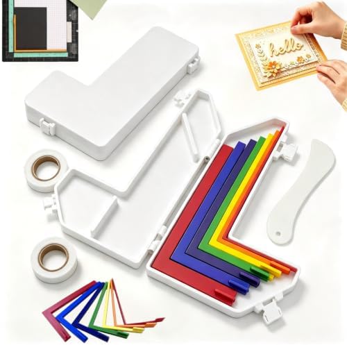 7 Pcs Paper Crafting Alignment Guides with Storage Case for Card Making