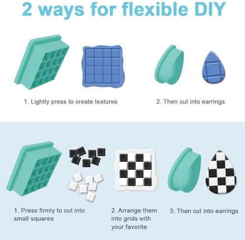 15Pcs Square Polymer Clay Cutters Checkered Clay Earrings Cutters