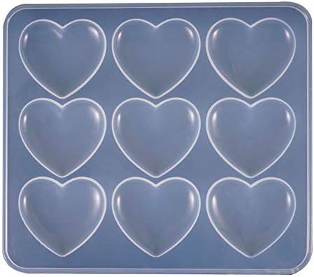 Heart Shape Epoxy Mold 9Pcs 5.2 x 4.2cm DIY Resin Casting Jewelry Love Heart Keychain Pendant Making Silicone Mold