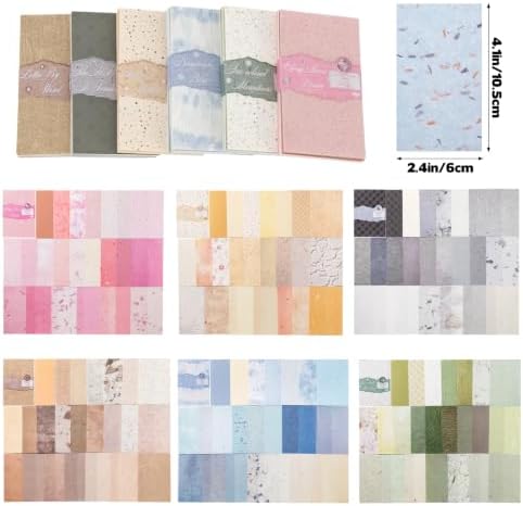 300 Sheets Scrapbook Paper Kit, 6 Color Assorted Textured Handmade Craft Special Papers, DIY Craft Accessories for Junk Journal Bullet Journal Card Making Scrapbooking and Creative Decoration