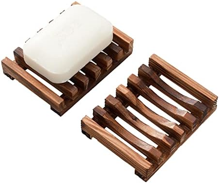 Wooden Soap Dish for Shower,Set of 2 Shower Soap Holder,Self draining Bar Soap Holder for Bathroom, Homemade Soaps Saver Natural Soaps Tray, Vowupt