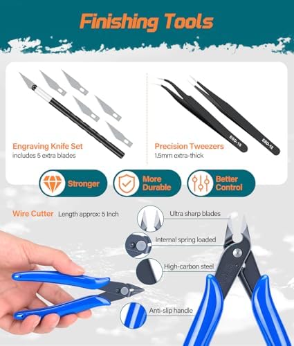 3D Printer Tools Kit with Storage Bag, 44PCS 3D Printing Accessories-Craft Knife, 5 Types of Files, Scrapers, Tweezers, Nozzle Cleaning, Finishing Tools, Cutting Mat & More, Starter Kit for Printing