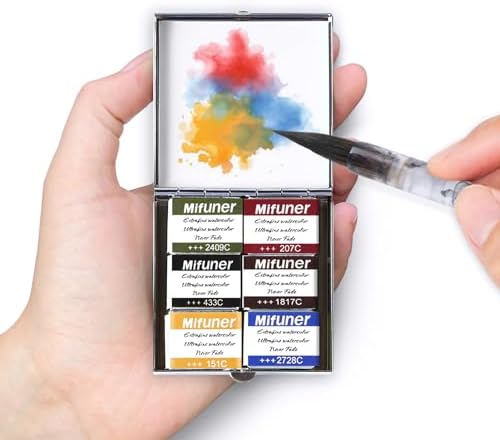 Mini Portable Handmade Artist Watercolor Paint,6 Colors Solid Watercolor