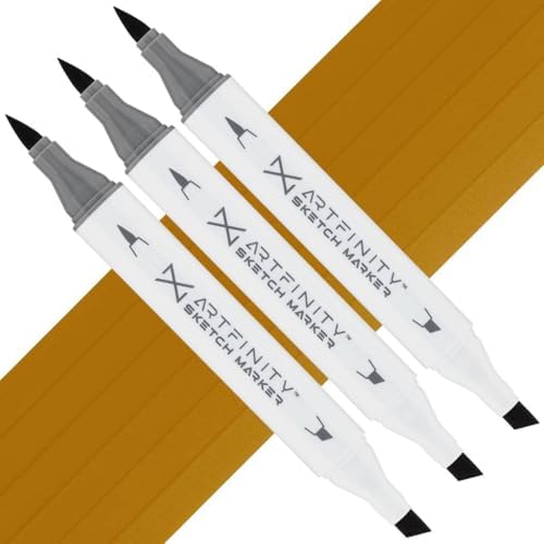 Artfinity Sketch Markers - Set of 3 - Caribe Cocoa E4-5, Vibrant, Professional, Dye-Based Alcohol Markers for Artists, Drawing, Travel, & More