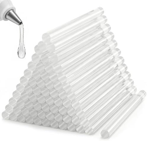 KISEER 100 Pack Clear 0.43 x 4 Inch Full Size Hot Glue Sticks Universal Fit Glue Gun for Bond Wood Plastic Fabric Foam DIY Craft Projects Home Decorations and Sealing