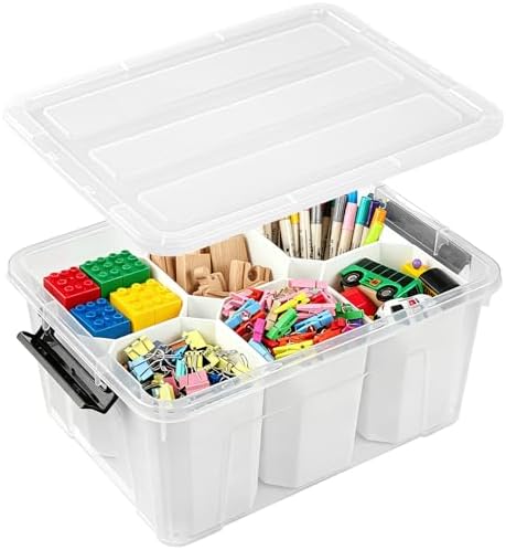 AREYZIN 17QT Clear Storage Bins with Lids & Dividers for Crafts